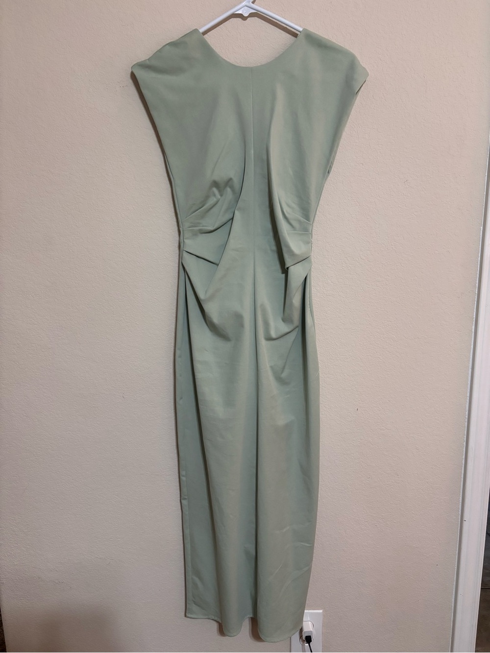 Zara Sage Green Draped Midi Dress